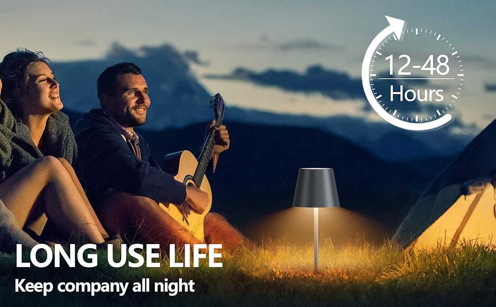 LED настільна лампа Lundwa з акумулятором, 26 см, 5000 mAh, 3W, 3000K, IP54, для кемпінгу, ресторану, спальні, бару (1 шт.)