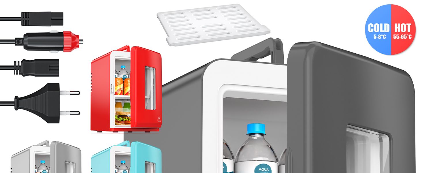 Міні холодильник/термобокс KESSER® 2в1, 15л, з функцією охолодження та підігріву, портативний, AC/DC 220-240V/12V, для авто, офісу, дому, кемпінгу, червоний