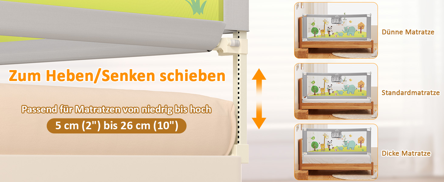 Бортики для ліжка дитячі 3 шт. (2x200 см + 1x180 см) складні, захист від випадання, малюнок 'Джунглі', для малюків та дітей