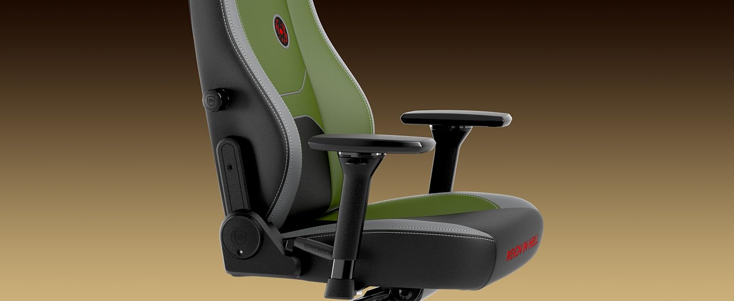 Ігрове крісло noblechairs Legend Doom: The Dark Ages Edition — ергономічний офісний стілець з підтримкою попереку, 4D-підлокітниками та шкіряним покриттям PU, до 150 кг