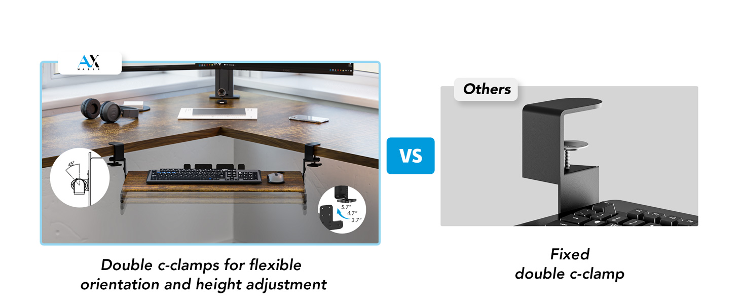 Висувна платформа для клавіатури під стіл з К-кріпленням, великого формату, стійка, для настільного комп'ютера, 838mm x 280 mm