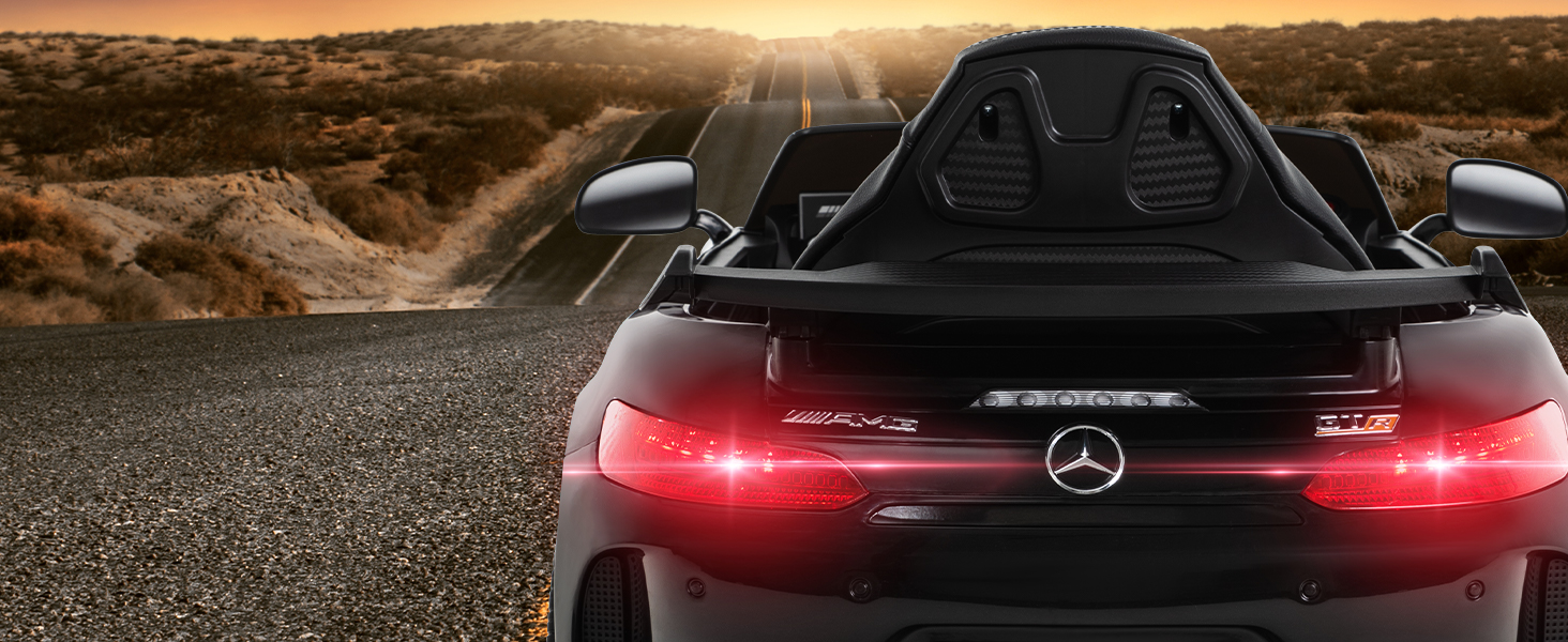Дитячий електромобіль Mercedes AMG GT R Roadster, чорний, 6V, EVA-колеса, 2.4 ГГц пульт, 20 Вт мотор, для дітей від 3 років, Actionbikes Motors