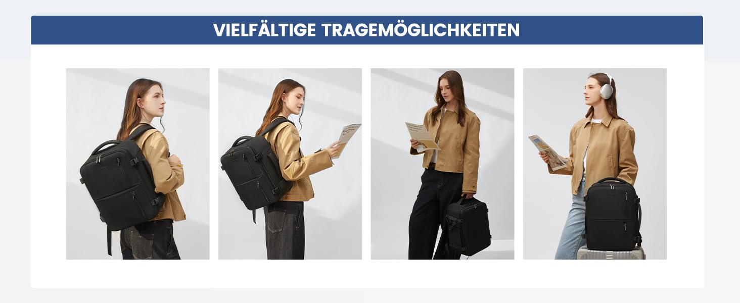 Рюкзак LOVEVOOK для ручної поклажі 40x30x20, 24л, для ноутбука 14 дюймів, з USB, чорний