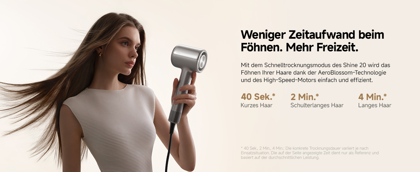 Фен для волосся MOVA Shine 20 з дифузором, високошвидкісним мотором та плазмою для догляду, NTC-контролем температури, сріблястий