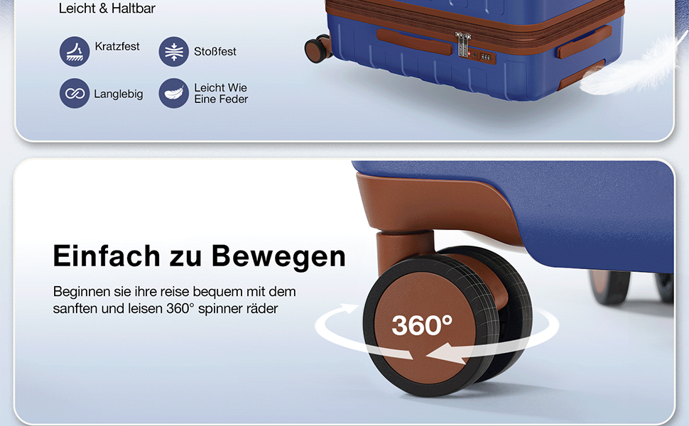 Набір дорожніх валіз Hartschale з полікарбонату (3 шт), розширюваний тролей з колесами та TSA замком, класичний синій