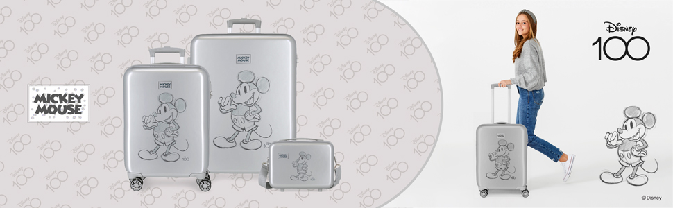 Валіза Disney Mickey 100 Grey салон 37 x 55 x 20 см жорсткий ABS бічний кодовий замок 34 л 2 кг 4 подвійні колеса ручна поклажа