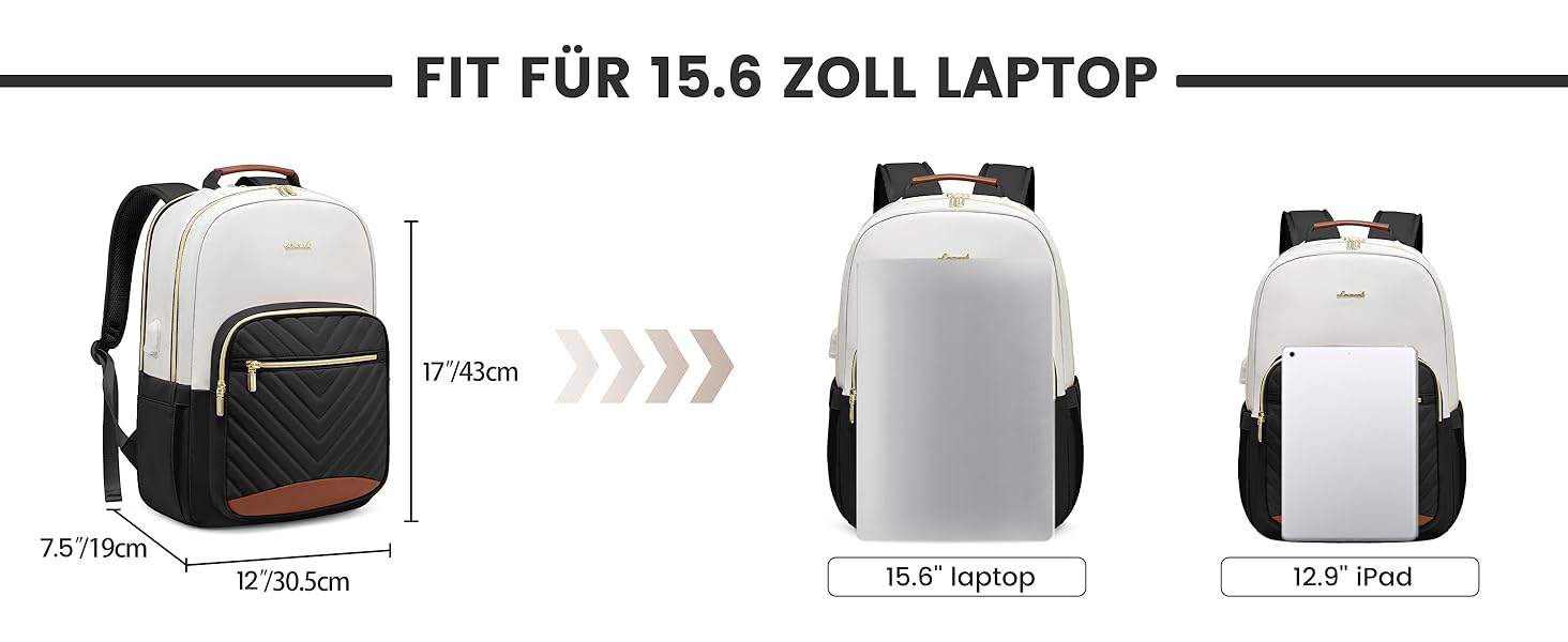 LOVEVOOK Рюкзак для жінок, великий, 15.6 дюймів, сумка для ноутбука, водонепроникний, шкільний рюкзак, для дівчаток-підлітків, чорний, елегантний, для роботи, навчання, подорожей (15.6 дюймів, бежево-чорний-коричневий)