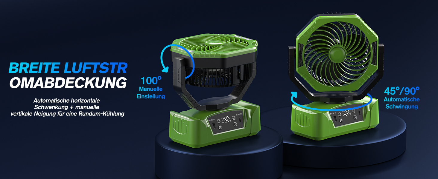 Вентилятор портативний Kejector з акумулятором 24000mAh, USB, з підсвіткою та пультом ДУ для кемпінгу, дому, тераси