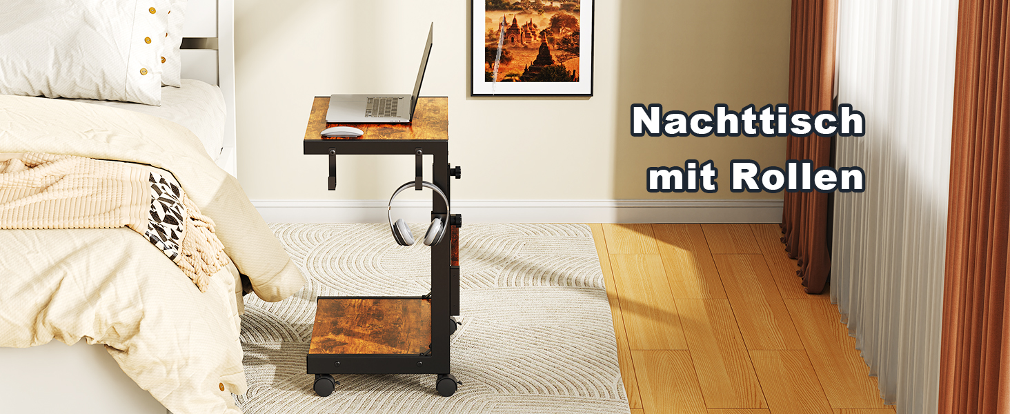 Регульована підставка для комп'ютера Tower з 2-ярусним корпусом ATX, підлоговий стійк, стійка для 3D-принтера з полицями, фіксуючі колеса, сумісна з більшістю комп'ютерів (темно-коричневий, W44 x D30 x H44-59.5cm)