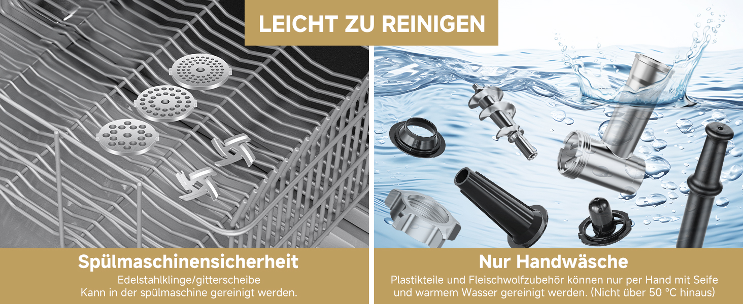 М'ясорубка електрична AAOBOSI 3-в-1, 2800 Вт, нержавіюча сталь: з насадками для ковбас та кубебе, 2 ножі, 3 решітки для дому