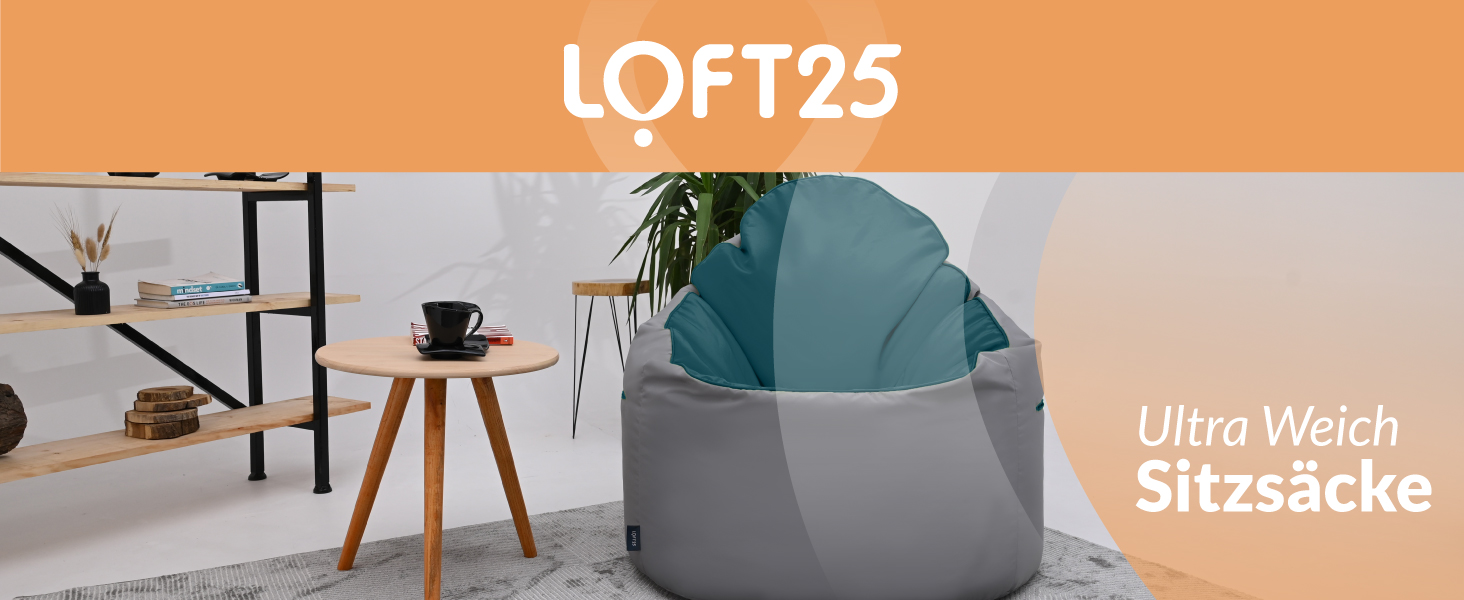 Крісло-мішок Loft 25 для дорослих зі спинкою Водонепроникна ігрова крісло-мішок для внутрішнього використання на відкритому повітрі у вітальні Ергономічний дизайн для підтримки постави (вапно)