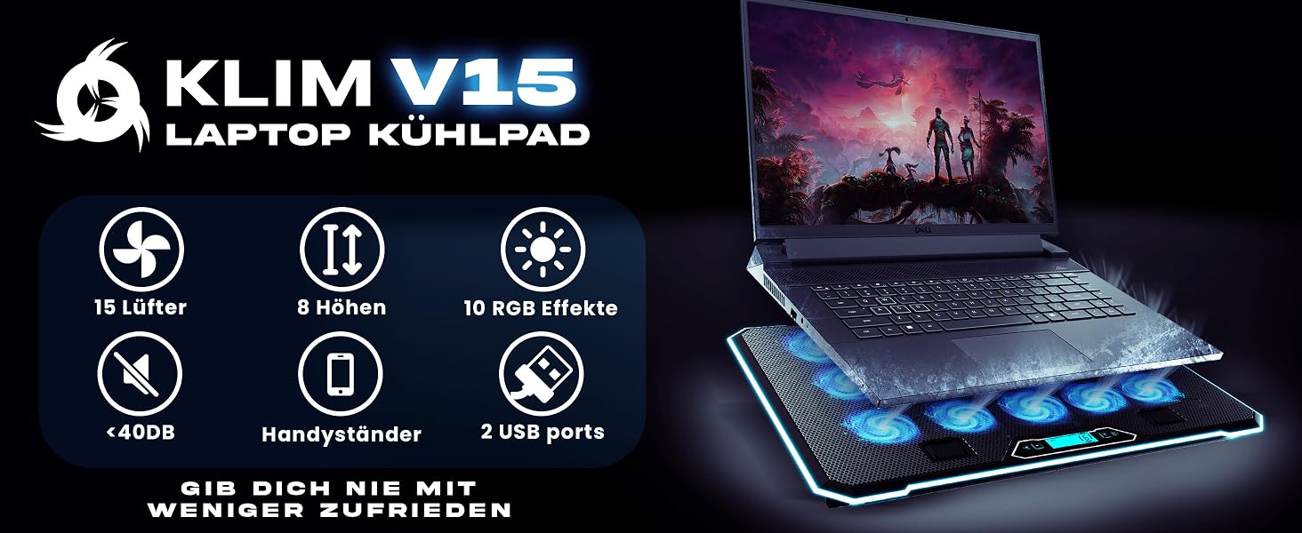Ігровий охолоджувач для ноутбука V15 з RGB-підсвіткою та USB-портом