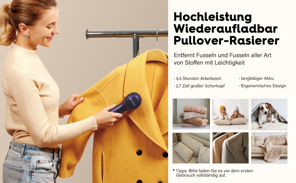 Електричний видалення ворсу VASSON для одягу, меблів та постільної білизни. Видаляє клубки ворсу та пілінгу. Темно-синій