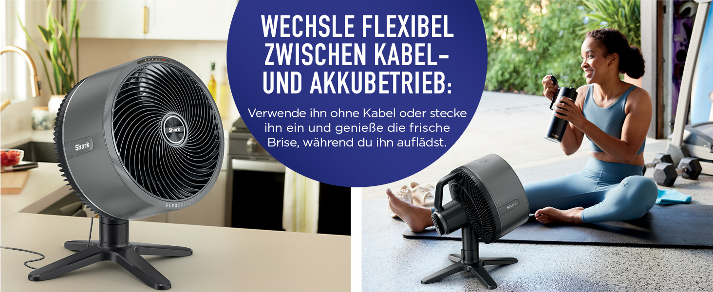 Портативний вентилятор з бризком Shark Flexbreeze TableMate, охолоджувач повітря, безшумний, для дому та вулиці, легкий, потік повітря до 20 м, з фільтром FA050EU