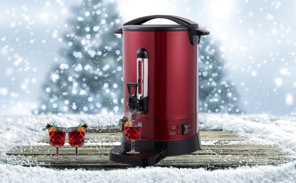 Електричний глінтвейнер Arebos 950 Вт | Дозатор гарячих напоїв, 6,8 л | З піддоном, краном, термостатом та захистом від перегріву | Регулювання температури 30-110°C