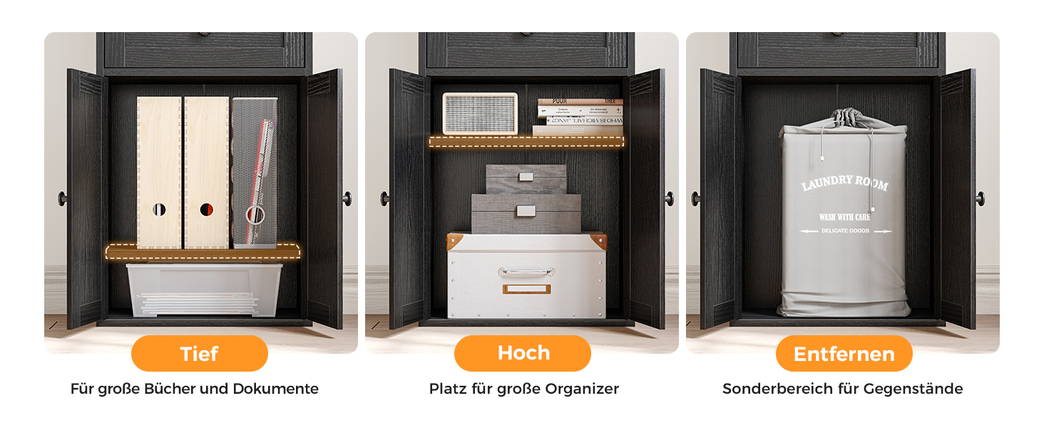 Стелаж Coleshome з дверцятами та шухлядами, 5 полиць, 48x24x164.2 см, білий/чорний