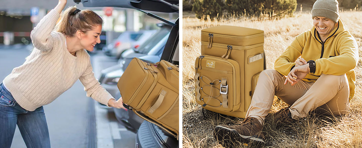 Рюкзак-холодильник 30L, водонепроникний, для пікніка, пляжу, кемпінгу, відпочинку на природі (зелений/жовтий)