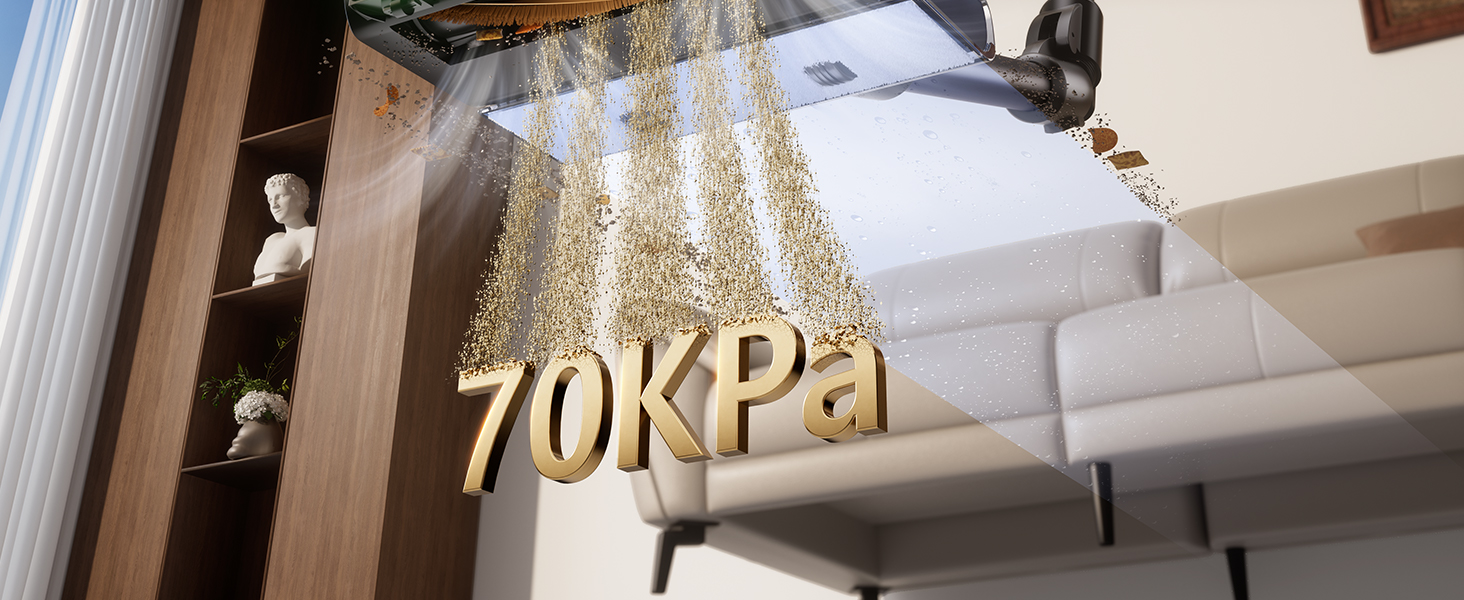 Proscenic P20: Акумуляторний пилосос 2-в-1 з функцією вологого прибирання, 70 кПа, 70 хв, 680 Вт, чорний. Для килимів та шерсті тварин