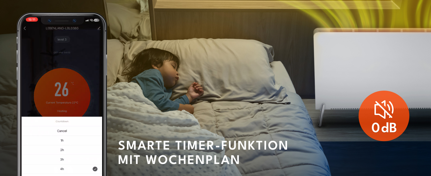 Електричний конвекторний обігрівач LEBENLANG з Wi-Fi, 2000W, білий. Економія енергії, дистанційне керування, підлоговий/настінний монтаж