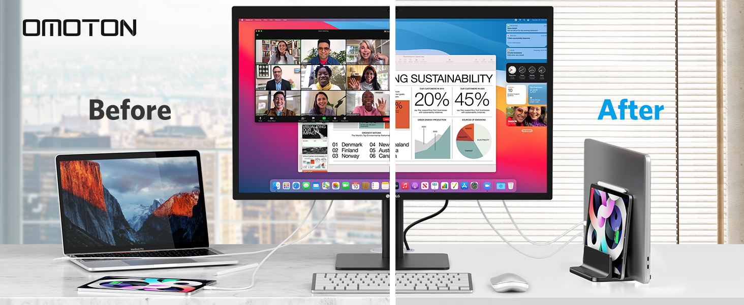 Підставка для ноутбука OMOTON: регульована, чорна, до 17.3 дюйма | MacBook Air/Pro