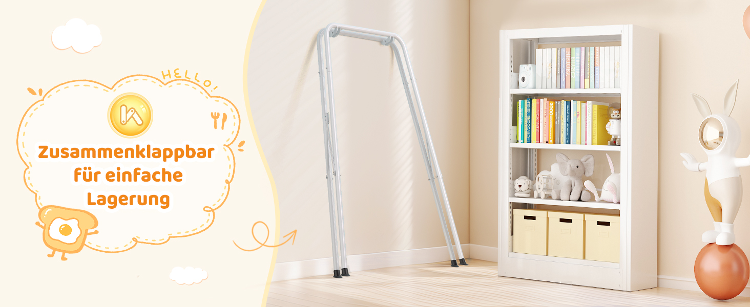 Набір 4-в-1: гойдалка та дверний вистрибувач для малюків, дитяче гойдалко, металевий складаний стійкий каркас для дому та вулиці, легко збирається та зберігається (білий)