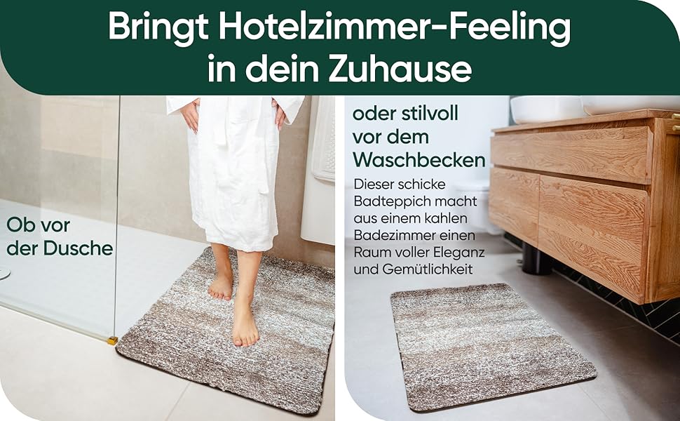 Килимок для ванної кімнати [60x90] нековзкий – розкішний килимок для ванної кімнати великого розміру та пральний | Високоякісні килимки та килимове покриття для ванної кімнати, душової кабіни та іншого | чорний (50 x 80 см, бежевий)