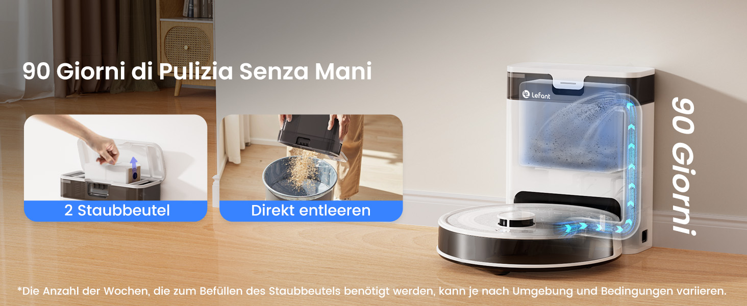 Робот-пилосос LEFANT M330 Pro з функцією миття підлоги, 3-в-1, 5000Pa, лазерна навігація, уникнення перешкод PSD, керування через додаток та голосовий помічник (M2S Pro)