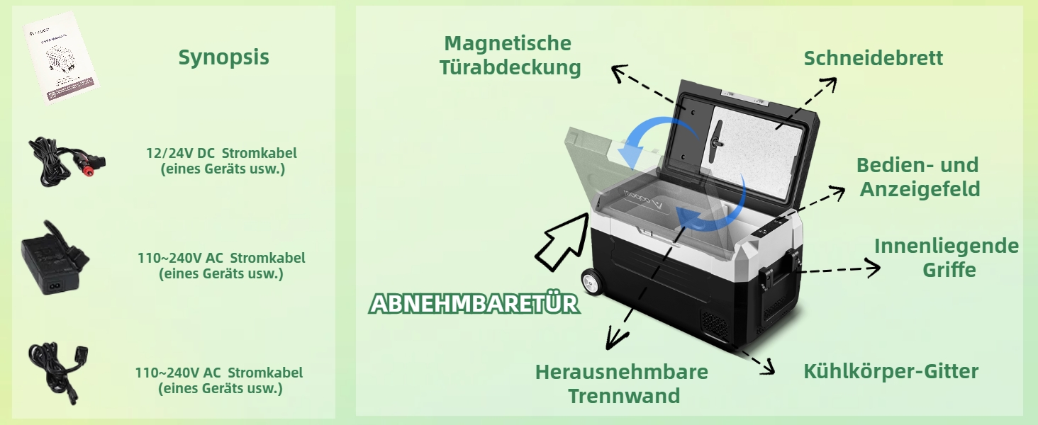 Кühlbox AAOBOSI Kompressor 45L з WiFi-керуванням, -20°C, 12/24/240V для авто, вантажівки, човна, кемпінгу