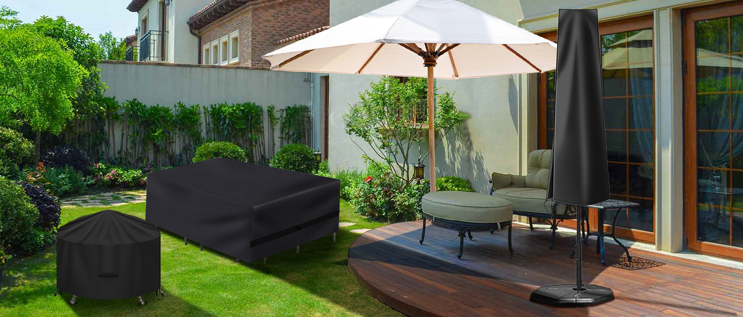 Чохол для парасольки OKPOW 3м: водовідштовхуючий, 600D, з блискавкою, захист від сонця, вітру та снігу, 190см×30/50см, чорний