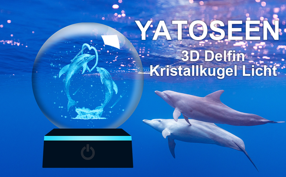 Кришталева куля YATOSEEN 3D Dolphin з нічником, міні-модель морської тварини, подарунок для дітей та друзів