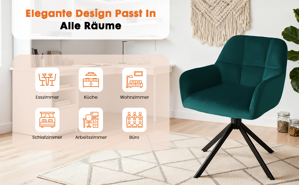 Набір з 2 стільців Sweetcrispy для їдальні, кухня, робочий кабінет, зелений, до 120 кг, з металевими ніжками