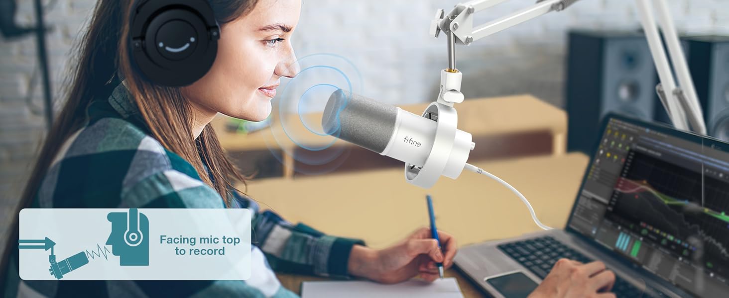 FIFINE K688: Студійний мікрофон XLR/USB для запису вокалу, подкастів, стрімінгу та геймінгу. Динамічний, з навушником 3.5 мм, кнопкою мовчки та металевим корпусом.