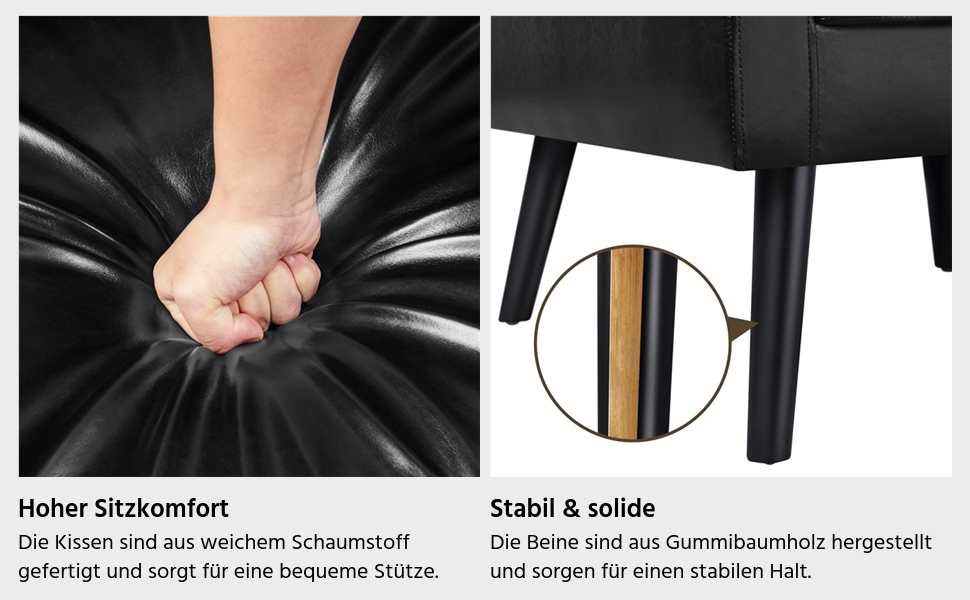 Крісло-мішок Yaheetech з підлокітниками, чорне, з поліуретану, до 136 кг