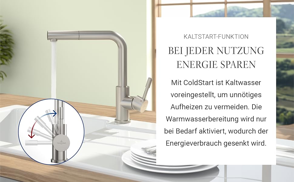 Змішувач кухонний Villeroy & Boch Steel з висувним душем, поворотний на 360°, нержавіюча сталь, високий вилив 270 мм, для кухні