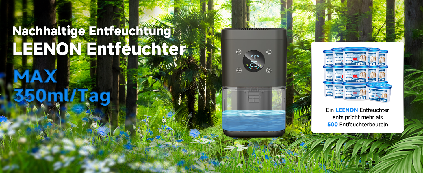 Електричний осушувач повітря 1800 мл - тихий осушувач для дому з функцією відтавання, очищення повітря та захистом від вологи. Ідеально для спальні та ванної кімнати (білий/чорний)