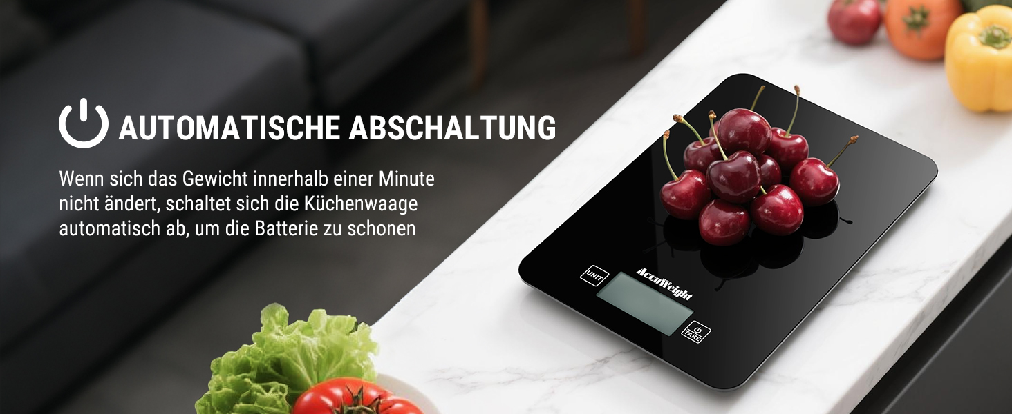 Кухонні ваги ACCUWEIGHT з Bluetooth та підрахунком калорій (4 батарейки) – цифрова вага для їжі до 5 кг з LCD дисплеєм, підходить для приготування їжі та схуднення CK780