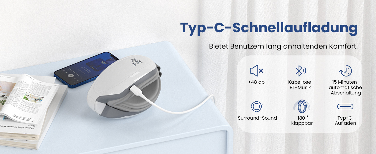 Масажер для очей Bob and Brad EyeOasis 2 з підігрівом, музикою та компресією. Електрична маска для очей для зняття темних кіл та сухості очей. Подарунок для чоловіків та жінок. Білий