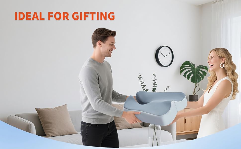 Подушка для сидіння з піни Memory Foam: ергономічна подушка на стілець та в авто, сіра, дихаючий чохол, знімний, антиковзкий