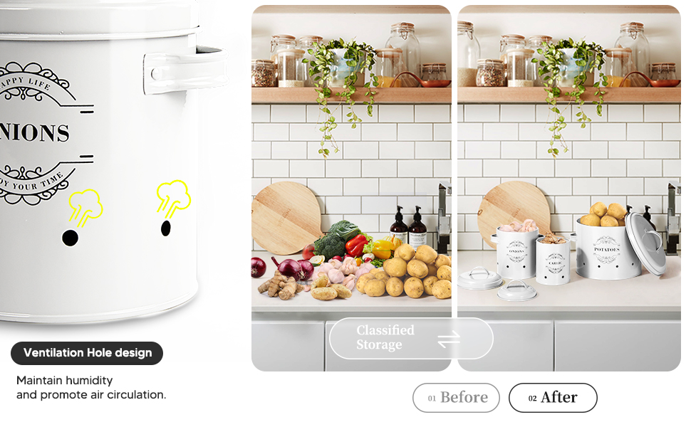 Набір контейнерів для зберігання картоплі, цибулі та часнику з вентиляцією, набір з 3 шт.