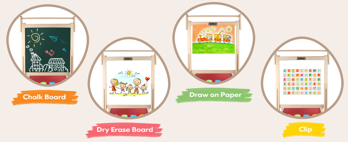 Дитяча дошка-мольберт Kramow з двома сторонами та магнітною поверхнею. Ідеальний подарунок для творчості та навчання дітей від 3 років