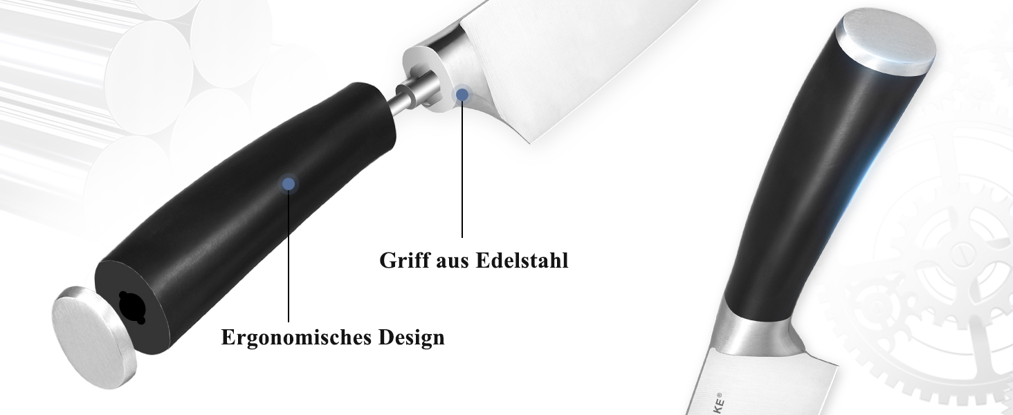 Набір кухонних ножів Keemake 7 предметів з дерев'яним блоком, професійний набір кухонних ножів з нержавіючої сталі, міцні та гострі