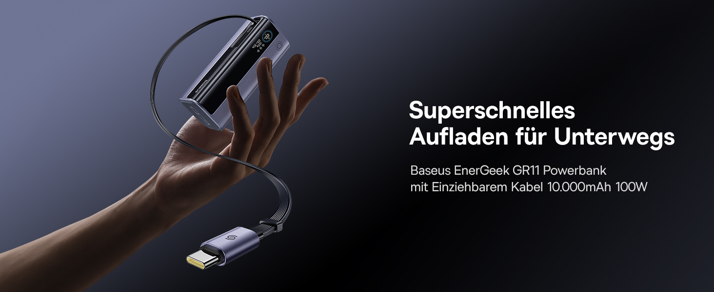 Powerbank Baseus EnerGeek для ноутбука: 100W, 10000mAh, 2x USB-C PD 3.0, Digital Display, сумісний з MacBook, Dell, HP, SteamDeck, iPhone, Samsung