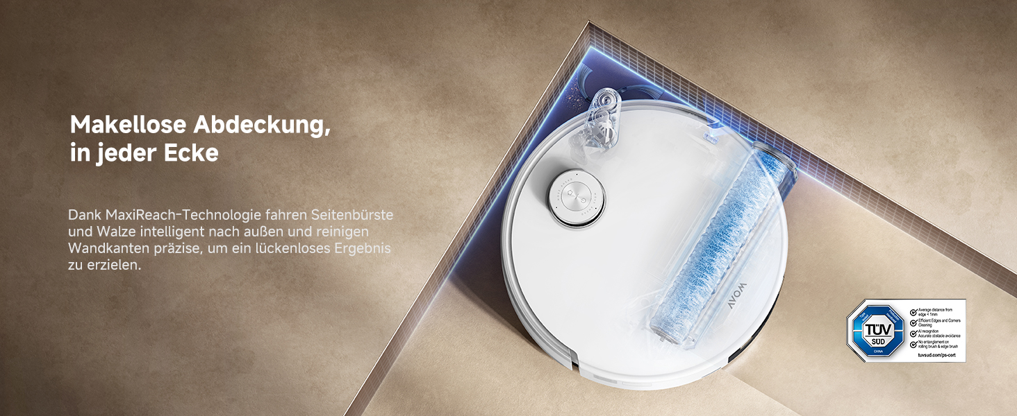 Робот-пилосос Mova V50 Ultra з функцією миття підлоги, 24000 Па, подолання перешкод 6 см, навігація Liftable Navigation+RGB AI+LED, 80°C гаряча вода, 63°C самостійна сушка, DuoSolution System, щітка Tricut (Z60 Ultra Standalone)