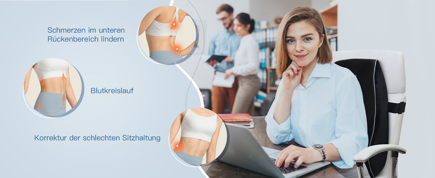 Подушка для спини Feagar для офісного крісла та дивана | Підтримка спини для офісу та дому, чорна