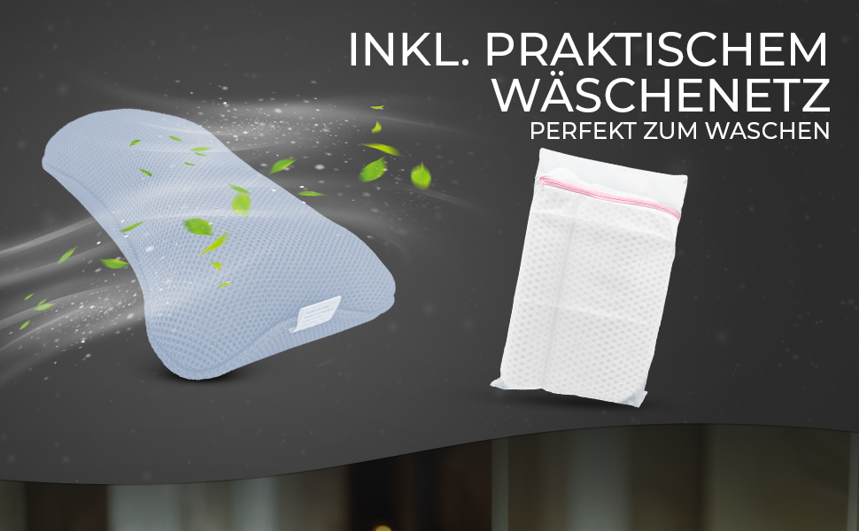 Подушка для ванни з сіткою для прання - Максимальний комфорт та розслаблення з новітньою технологією Air Mesh - Подушка для ванни з 4 міцними присосками - Підтримка шиї/голови (Світло-блакитний)