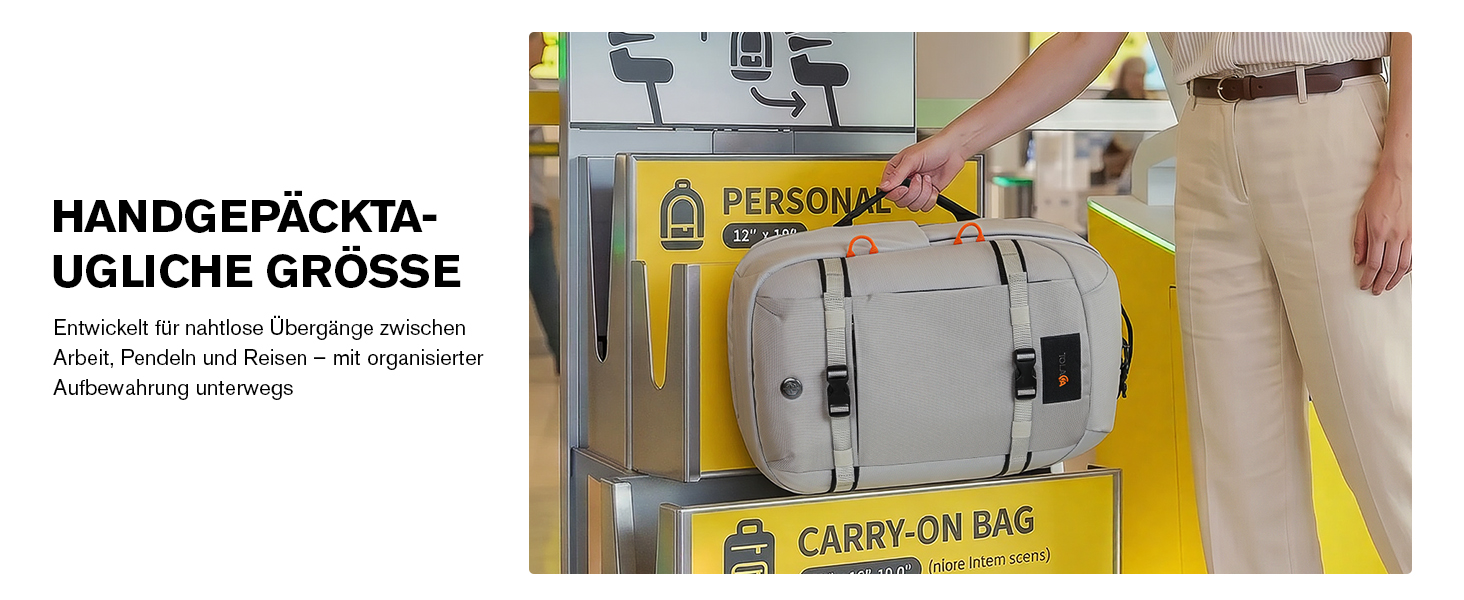 Рюкзак для ноутбука Tolaccea 30L, 15.6 дюймів, діловий дорожній рюкзак для ручної поклажі, світло-сірий
