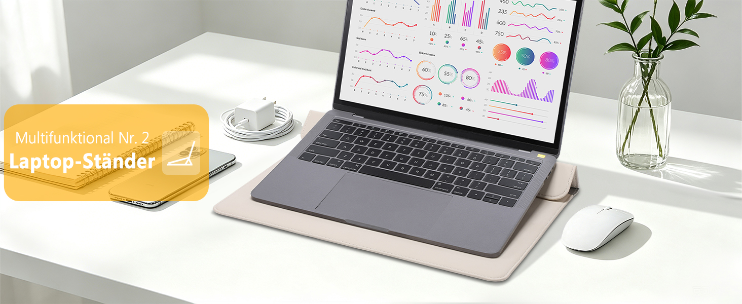 Чохол-сумка для ноутбука HYZUO 15 дюймів з підставкою для MacBook, бежевий