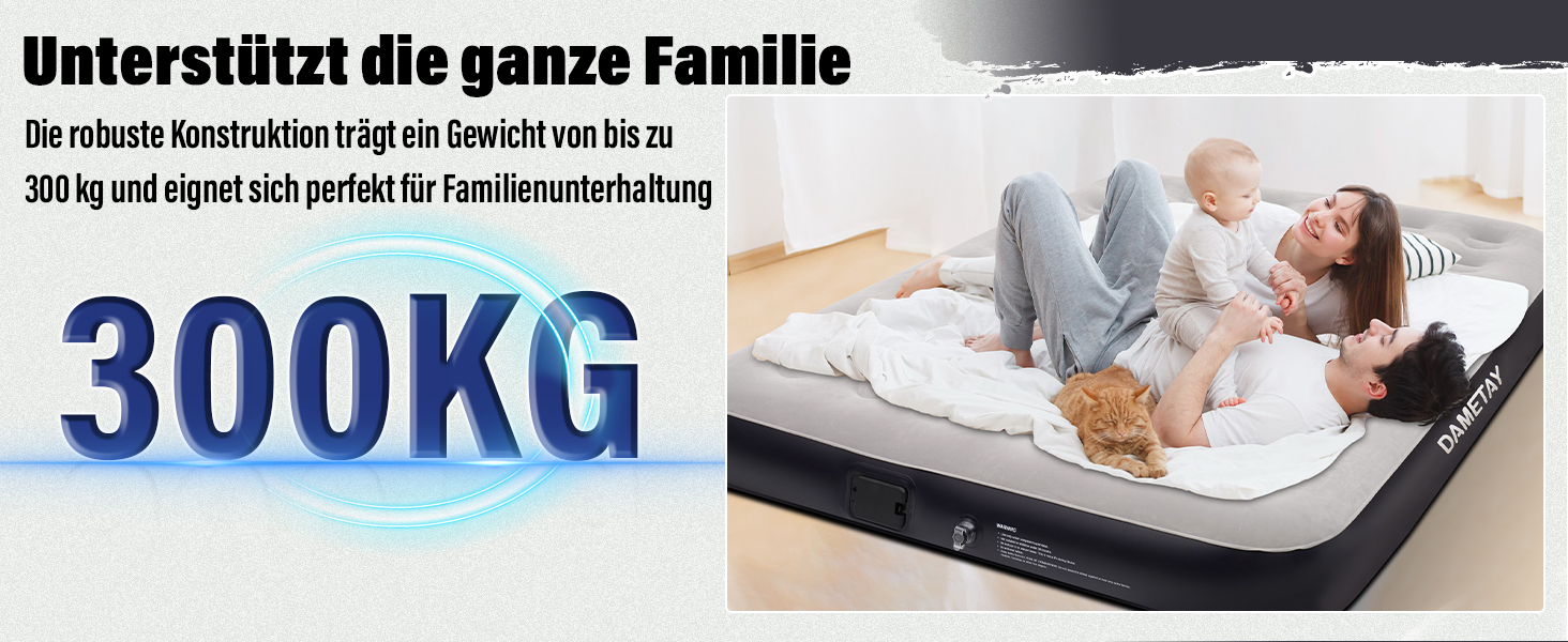 Надувне ліжко Dametay для 2 осіб з електричним насосом, самонадувна, 198x152 см