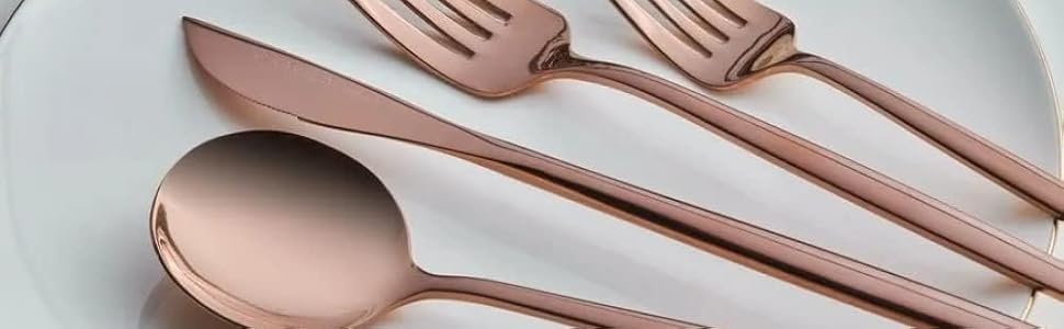 Набір столових приборів Karaca Orion 60 предметів на 12 осіб - нержавіюча сталь, ножі, виделки, ложки, блискучі ножі та виделки, кухонний набір (Матова рожева золото)
