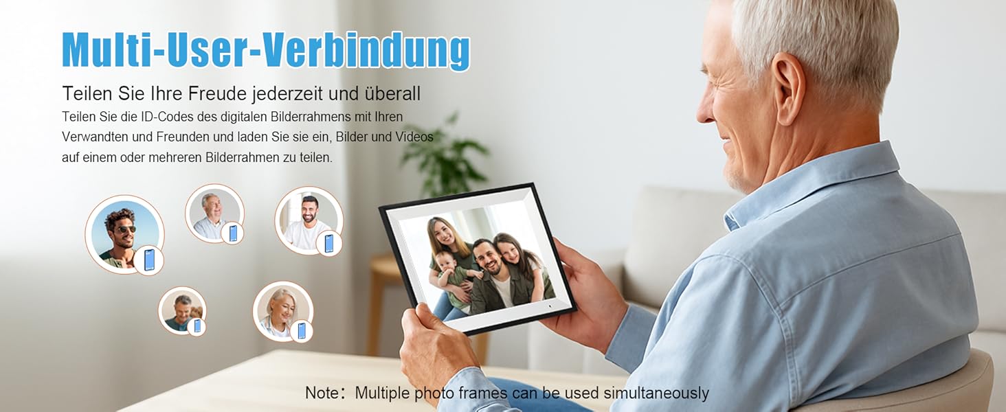 Цифровий фоторамка WiFi 10,1 дюйма, IPS HD сенсорний екран, 32GB, автоматичне обертання, підключення з будь-якого місця, чорний